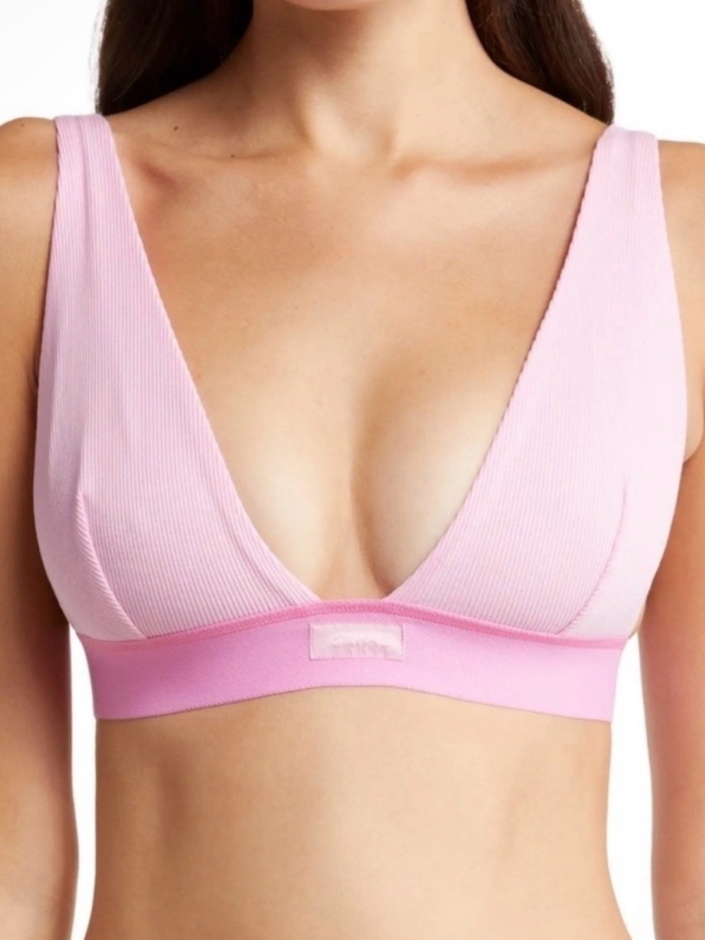 SKIMS NWT bubble gum Light Pink Cotton Ribbed Plunge Bralette